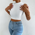 Rita® | Women's crew neck sleeveless short white sweater