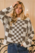 Eliana® | Checked thick contrast sweater