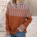 Retro Geometric Pattern Contrast Crew Neck Sweater elevenforest