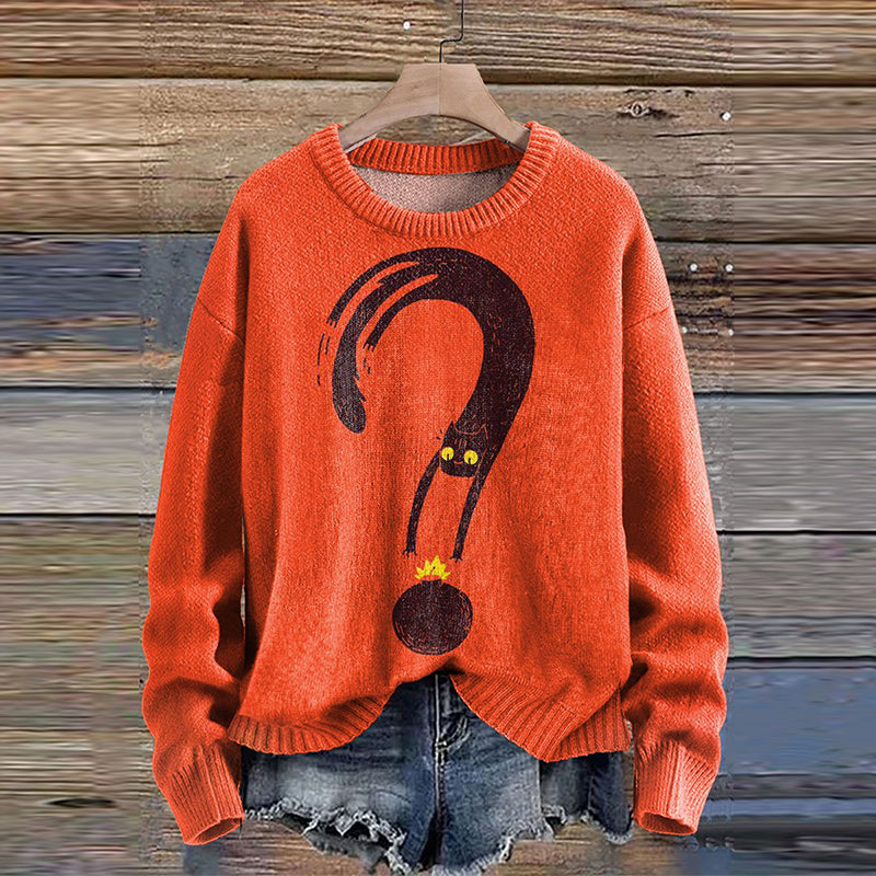 Comstylish Cat Art Cozy Knit Sweater