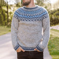 Vintage Askegrå Knit Jacquard Crew Neck Sweater（Unisex） elevenforest