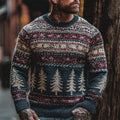 Retro Christmas Tree Stripe Design Men's Icelandic Sweater artswardrobe