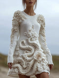 Comstylish Vintage Roses Tentacles Inspired Cozy Sweater Dress