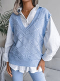 Vania® | Women'S V-Neck Hollow Diamond Casual Knitted Vest Sweater