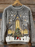 Christmas Church Embroidery Women's Cozy Plush Sweater artswardrobe