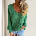 Carolin® | Textured crochet sweater with long sleeves and a deep V-neck