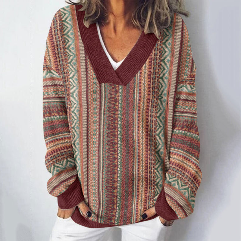 Vintage Icelandic Simple Tribal Pattern Knitted Warm Sweater elevenforest