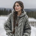 Women's Vintage Knit Aran Cozy Hooded Sweater artswardrobe