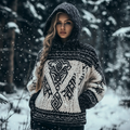 Women's Viking Totem Celtic Knot Hooded Pocket Sweater artswardrobe