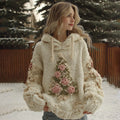 Women's Pearl & Rose Christmas Tree Art Hooded Sweater artswardrobe