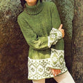 Women'S Warm Lace Design Turtleneck Aran Sweater artswardrobe