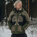 Men's Vintage Viking Tree Of Life Celtic Knot Art Chunky Knit Hooded Zip-up Sweater artswardrobe