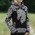 Comstylish Women's Retro Celtic Horse And Floral Pattern Comfortable Hooded Sweater