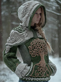 Women's Viking Style Tree Of Life Irish Coarse Needle Green Sweater artswardrobe