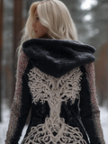 Viking Retro Style Women's Winter Warm Hooded Knit Sweater Jacket artswardrobe