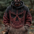 Halloween Skull Gradient Vintage Knitted Hooded Sweater elevenforest