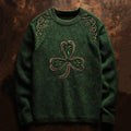 Vintage Irish Clover Pattern Cozy Knit Sweater elevenforest