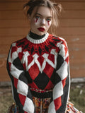 Halloween Clowness Poker Inspired Colorblock Isle Sweater artswardrobe