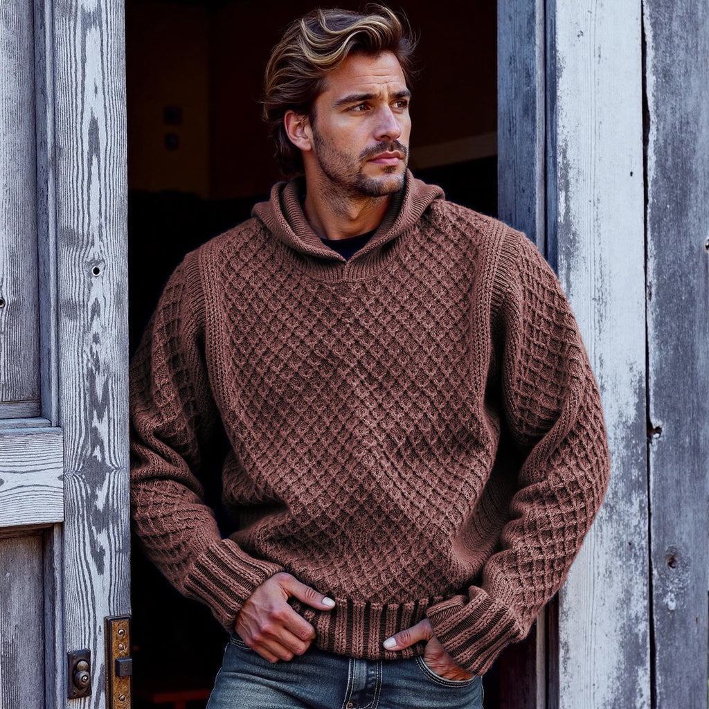 Men's Retro Cross Pattern Hooded Sweater artswardrobe