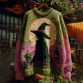 Halloween Witch Art Cozy Knit Sweater elevenforest