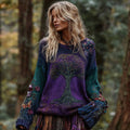 Women's Vintage Life Of Tree Knit Crew Neck Sweater artswardrobe