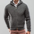 Men'S Vintage Knit Jacquard Zip Hooded Sweater artswardrobe
