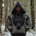 Men's Viking-style Chain-linked Dragon Embroidery Dark Ancient Hooded Sweater artswardrobe