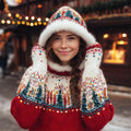 Comstylish Christmas Lights & Christmas Tree Design Women's Hooded Icelandic Sweater