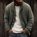 Men's Vintage Braided Lapel Button Down Sweater artswardrobe
