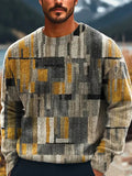 Men's Colorful Geometric Abstract Art Print Knitted Crew Neck Sweater artswardrobe