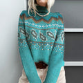 Vintage Icelandic Ethnic Floral Knitted Turtleneck Sweater artswardrobe