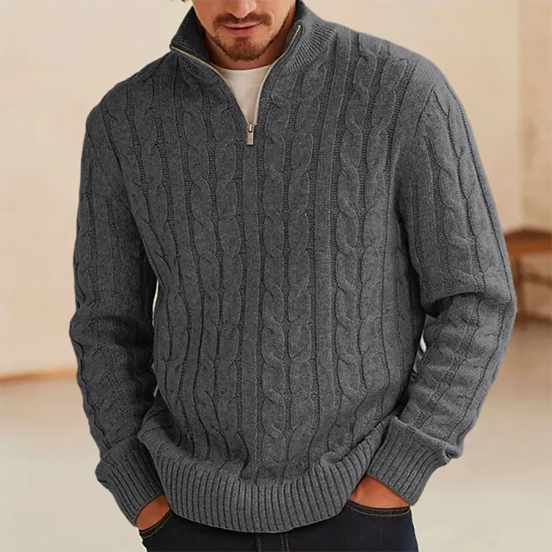 Vintage Knit Warm Jacquard Iceland Half Zip Neck Sweater artswardrobe