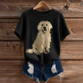 Vintage Classic Fuzzy Golden Retriever Dog Felt  Inspired Short Sleeve Cozy Knit Sweater artswardrobe