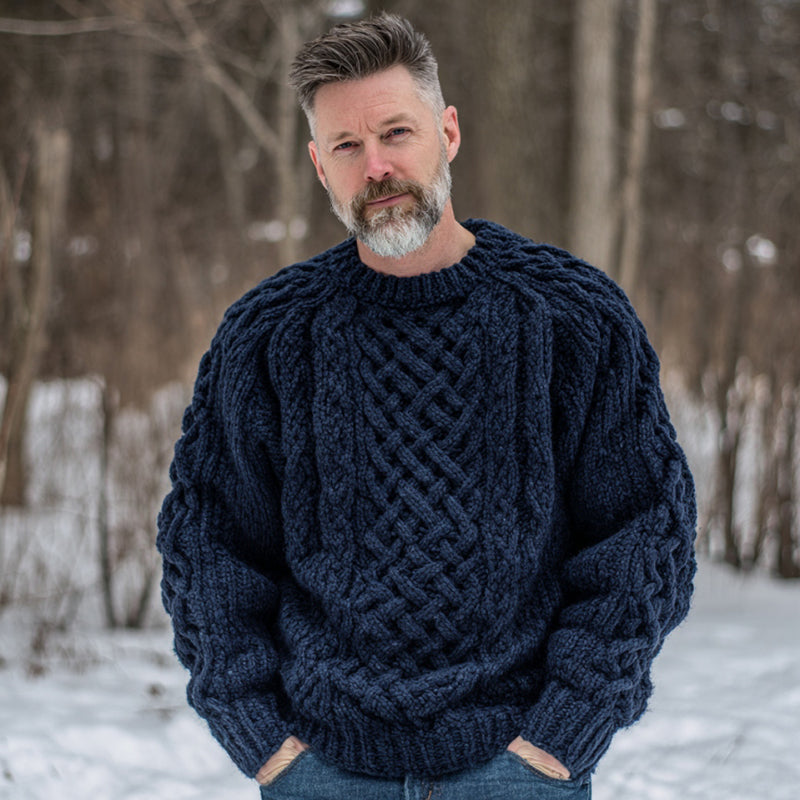Men's Vintage Fairman Island Jacquard Thick Warm Crew Neck Sweater artswardrobe