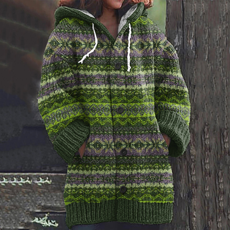 Vintage Icelandic Knit Jacquard Warmth Print Women's Sweater elevenforest