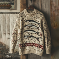 Vintage Sardines Art Knitting Patterns Art Cozy Sweater artswardrobe