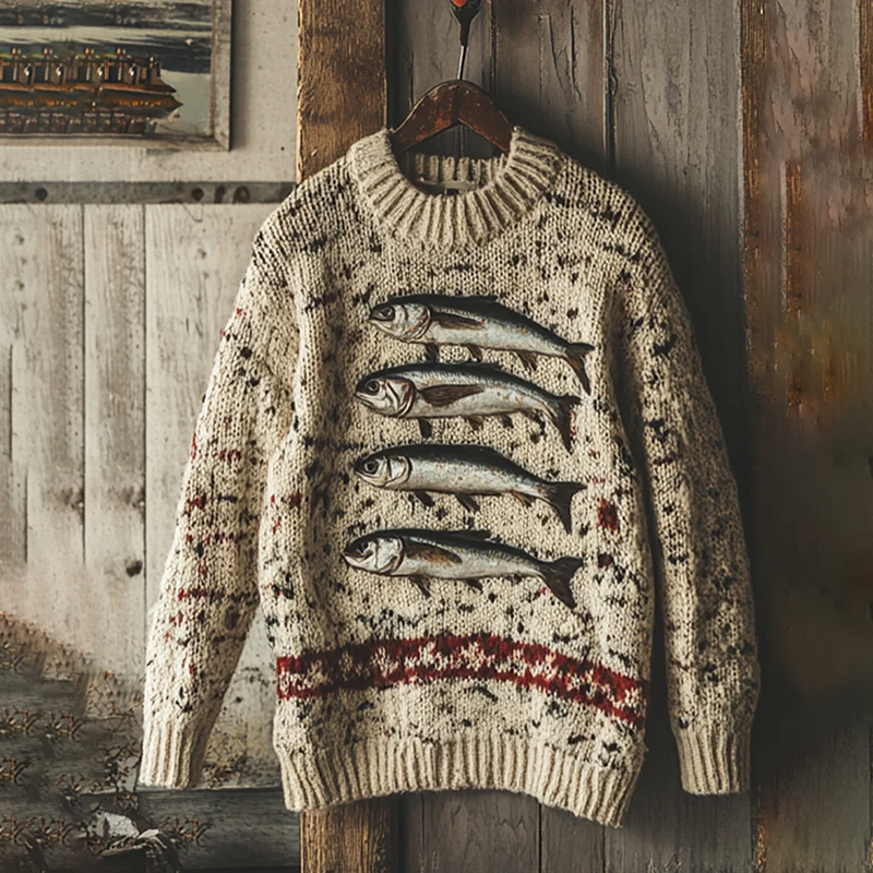 Vintage Sardines Art Knitting Patterns Art Cozy Sweater artswardrobe