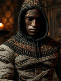 Men's Halloween Mummy Bandages Ancien Egyptian Ethnic Cozy Hooded Sweater artswardrobe