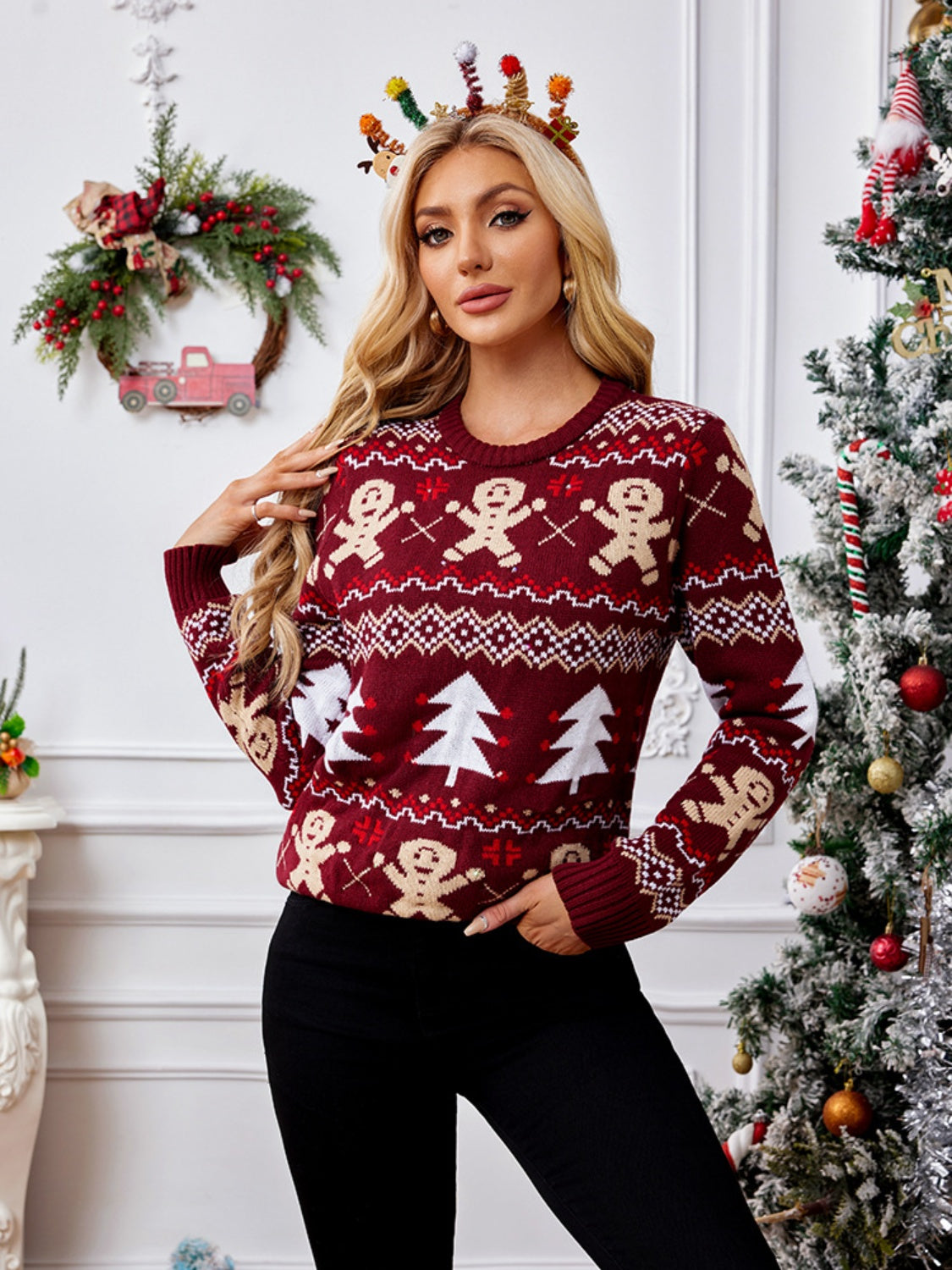 Sabina® | Gingerbread long sleeve crew neck sweater