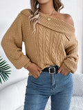 Olivia® | Long sleeve cable knit sweater with one shoulder