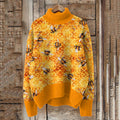 Vintage Bee Knitted Jacquard Warm Turtleneck Sweater elevenforest