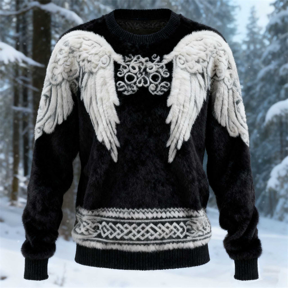 Comstylish Viking Celtic Wing Design Women's Flannel Sweater