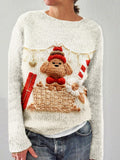 Comstylish Cute Christmas Dog Embroidered Cozy Knit Sweater
