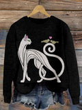 Cat & Birds Embroidery Crew Neck Cozy Sweater elevenforest