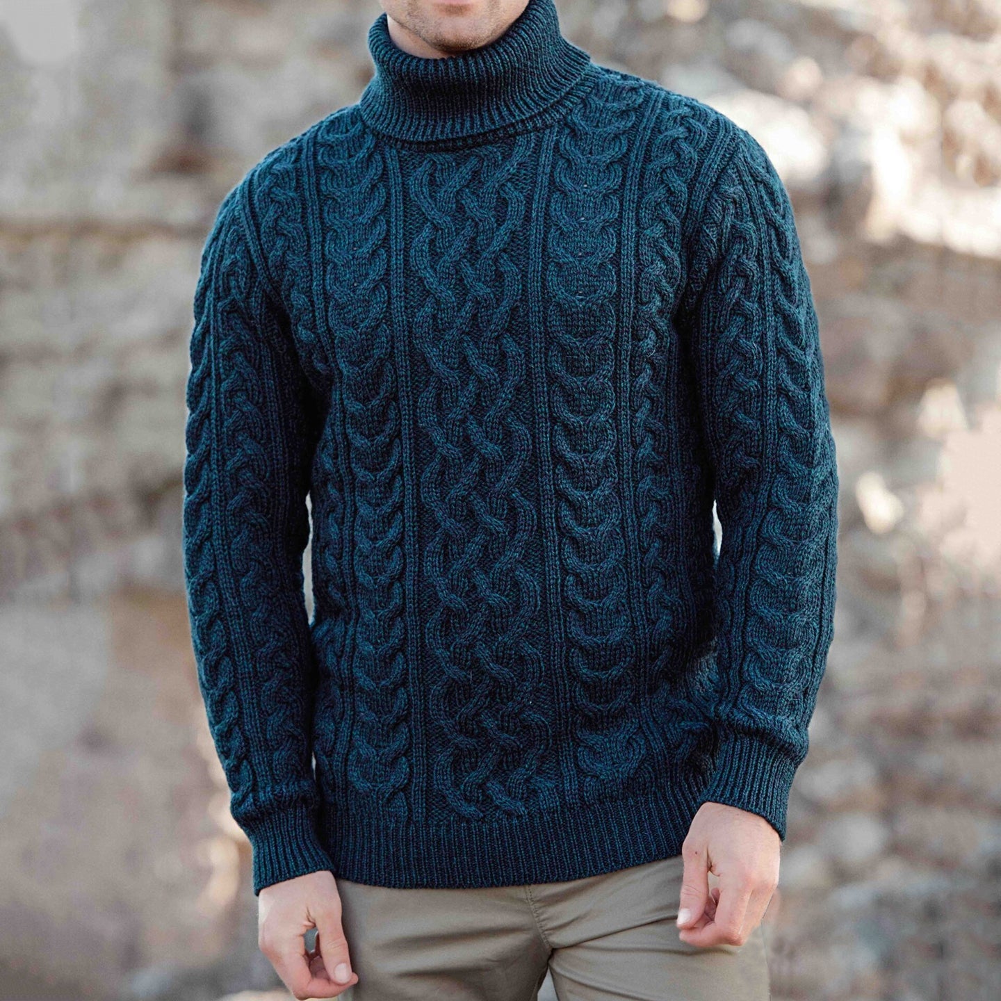 Men's Vintage Jacquard Knit Wool Turtleneck Sweater artswardrobe