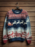 Retro Classic Christmas Inspired Pattern Cozy Knit Sweater artswardrobe