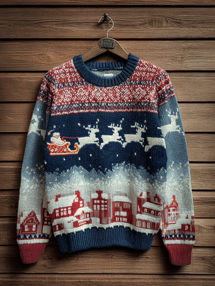 Retro Classic Christmas Inspired Pattern Cozy Knit Sweater artswardrobe