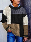 Vintage Vegan Mock Minimalist Pullover Patchwork Warmth Knitted Jacquard Unisex Sweater artswardrobe