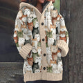 Colorful Cat Pattern Cozy Hooded Knit Sweater elevenforest