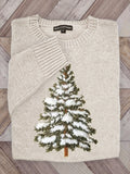 Snow On Christmas Tree Embroidered Cozy Knit Sweater artswardrobe